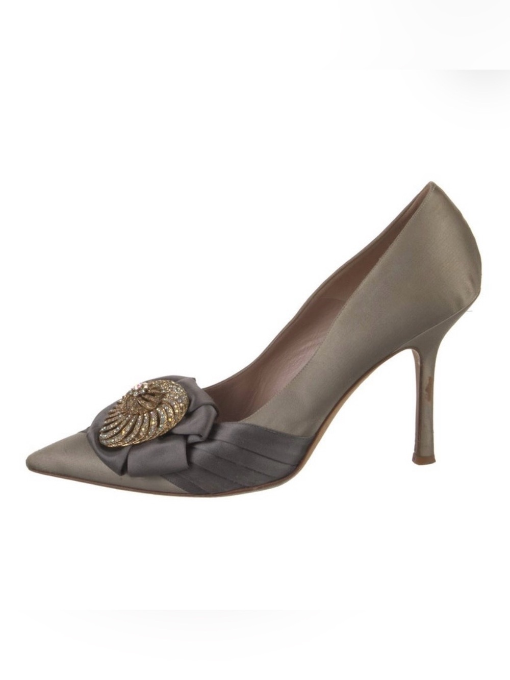 Oscar de la Renta Satin Crystal Heels